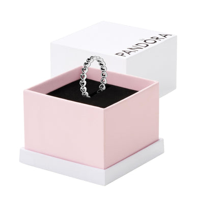 Pandora Band of Hearts Ring - Stackable Ring for Women - Gift for Her Sterling Silver - Size 9 - With Gift Box