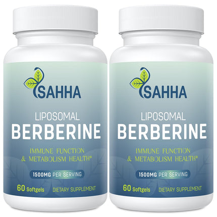 Sahha Liposomal Berberine HCL 1500mg High Bioavailability for Men and Women Overall Health Supplement（2 Pack）