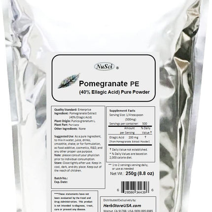 NuSci Pomegranate Extract Powder standardized 40% Ellagic Acid 250 g