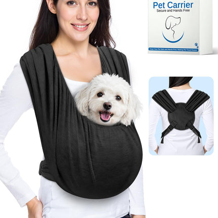 Dog Sling Carrier for Small Dogs, Front Pet Sling Carrier Chest, Adjustable Reducing Back Stress Cat Sling for Small Pet up to 20lbs, Hands Free Puppy Sling for Travel or Everyday Use (Black)
