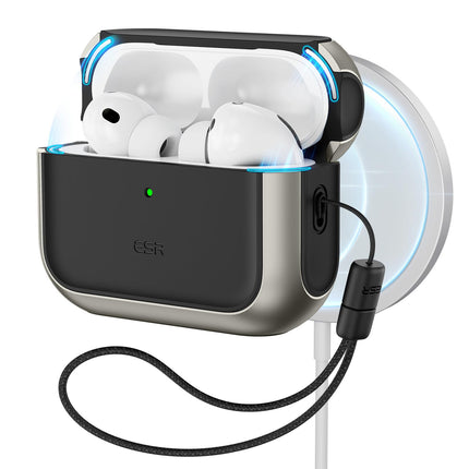 ESR for AirPods Pro 3 Case, Compatible with AirPods Pro 3rd Generation Case (2025), Compatible with MagSafe, Full Drop Protection Cover with Lanyard, Titanium