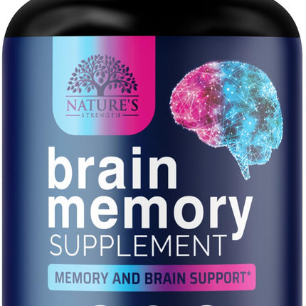 Brain Memory Supplement Pills - 3X Strength Nootropics for Concentration, Clarity & Focus Support - Brain Health Cognitive Vitamins with Bacopa, Phosphatidylserine & DMAE, Brain Booster - 120 Capsules