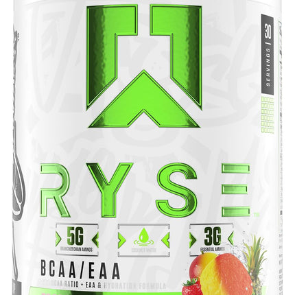 RYSE BCAA EAA Powder - Tropical Snocone - 5g Branched Chain Amino Acids, 3g Essential Aminos, Sugar-Free Electrolytes for Pre & Post Workout Muscle Recovery, Hydration and Strength - 30 Servings