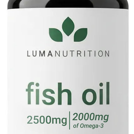Luma Nutrition Omega 3 Fish Oil Supplement - Extra Strength 2500mg Per Serving - 2000mg EPA & DHA Per Serving - Brain and Heart Health - 60 Softgels, 30 Servings