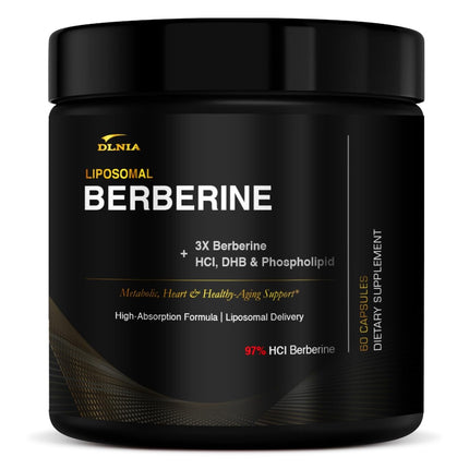 DLNIA Liposomal Berberine Supplement – 3X Strength Berberine Matrix with DHB, Phospholipids, CoQ10, ALA, Vitamin D3, Chromium, Cinnamon – Advanced GLP-1 & Metabolic Support – 60 Count