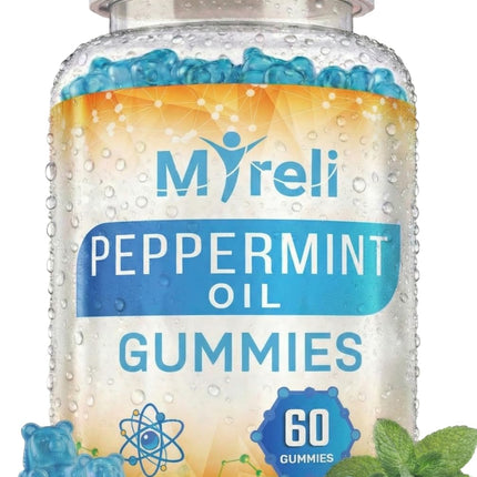 MYRELI Peppermint Oil Supplement Gummies 100mg - Plant-Based Formula, 60 Easy to Take Chewables, Vegan Friendly, Gluten Free, Soy Free, Dairy Free, Non GMO, Daily Use for Adults, No Water Needed
