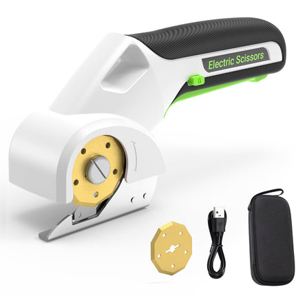 EXPEDMAN 2026 NEW 4V Cordless Electric Cutting Tools, Cardboard Cutter with 2 Titanium Metal Blade Accessories, Safety Lock, Rotary Cutter for Cardboard, Box Cutter - Mist White