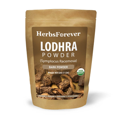 Herbsforever Lodhra Bark (Symplocos Racemosa)-Powder Supports Clear Skin & Hormonal Balance| Wild Harvested-Non GMO, Vegan- 2X Potency | Ultra Clean| Steam Treated | 16oz-1LBS,Premiun Ayurvedic Herb