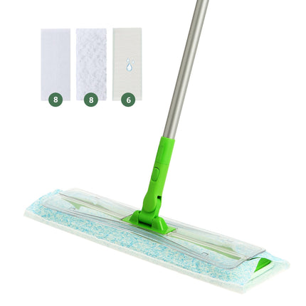 Eyliden 16.5" Large Sweeper Mop, 3 Types of 22 Disposable Dry & Wet Cloths