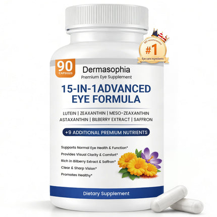 Neurobella Eye Formula, 15-in-1 Advanced Eye Formula with Lutein, Zeaxanthin, Bilberry, and Saffron - Carotenoid Complex for Eye Health, 90 Easy-to-Swallow Capsules