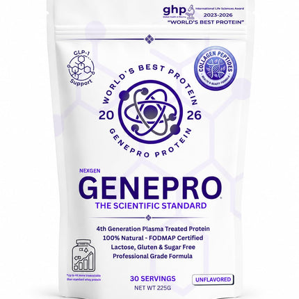 Genepro NexGen Unflavored Collagen Peptides - Lactose-Free, Gluten-Free Protein Supplement Shake for Hair, Skin and Nails (30 Servings)