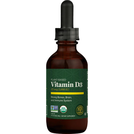 Global Healing Organic Vitamin D3 5000 IU Supplement - Vegan Vitamin D Supplements for Immune Health & Strong Bones Support - Pure D3 Vitamin 5000 IU Ingredients, VIT D3-2 Fl Oz