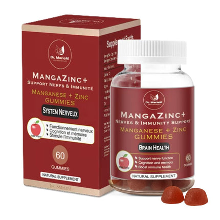 Dr. MarieM MangaZinc+ Gummies – Manganese + Zinc for Nerve Function, Cognitive Support & Immune Health – Apple Flavor – 60 Gummies