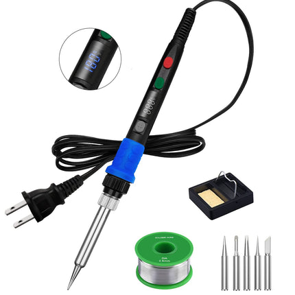 Soldering Iron Kit, 90W LED Digital Solder Iron Kit with Ceramic Heater, 110V Welding Tools with Smart Temperature Control, Auto Sleep, Temp Calibration, C/F, Accurate 176℉-896℉