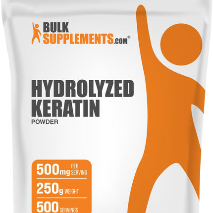BulkSupplements.com Hydrolyzed Keratin Powder - Gluten Free, 500mg per Serving, 250g (8.8 oz) (Pack of 1)