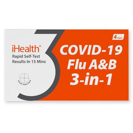 iHealth Flu A/B & COVID-19 Rapid Test, 3-in-1 Covid Flu Test Combo, 4 Tests