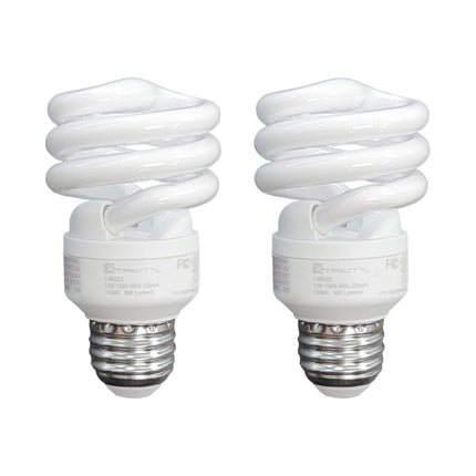 Xtricity Compact Fluorescent Light Bulbs T2 Spiral, E26 Base (2 Pack)