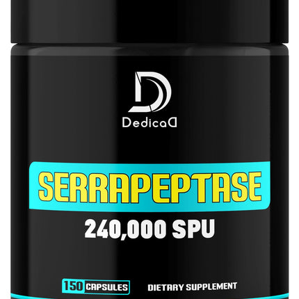 DEDICAD Serrapeptase Supplement 240,000 SPU - 150 Capsules for Smooth Breathing, Heart Health & Immune System Support - 75-Serving Supply