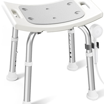 HOMLAND Shower Chair for Inside Shower, 400 lbs Adjustable Shower Stool with Suction Feet, Shower Seat for Inside Tub Bathroom Bench Bath Chair for Elderly and Disabled - Light Gray