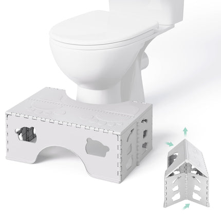 WBKATN Foldable Toilet Stool Squat, 7 Inch Healthy Squatting Potty for Adults with Anti-Slip Feet, Portable Travel Poop Stool Adult, Lightweight & Easy Storage Bathroom Toilet Step Stool, Gray