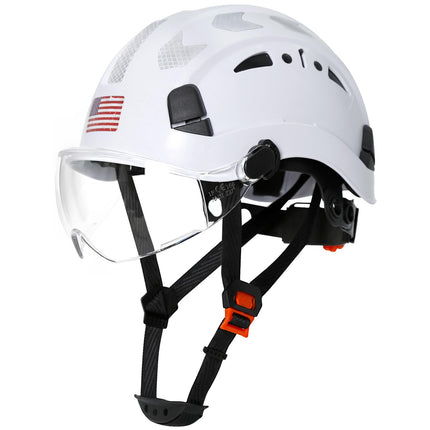 Hard Hats Construction OSHA Approved - ANSI Z89.1 Reflective Construction Worker Hat, Vented White Hard Hat with Visor for Men Women, ABS Safety Helmet for Adults,6-pt.Suspension