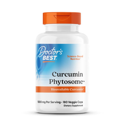 Doctors Best Curcumin Phytosome Supplement for Men & Women - Curcumin Complex Capsules 1000 mg Per Serving, Joint Health Support, Bioavailable Formula, Gluten Free, Soy Free, Vegan - 180 Veg Caps