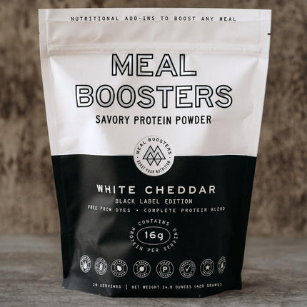 Meal Boosters Savory Protein Powder Supplement | 15–20g Complete Protein Meal Enhancer for Cooking & Prep | Collagen Peptides for Gut, Joint & Support | Keto Friendly, Gluten Free (White Cheddar)