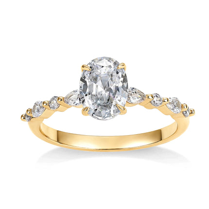 PAVOI 14K Yellow Gold Plated 1.25CT Oval CZ Halo Engagement Ring