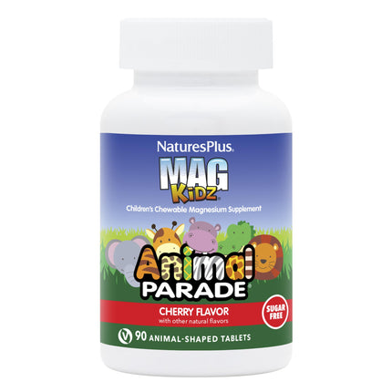 NaturesPlus Animal Parade MagKidz, Natural Cherry Flavor - 90 Animal-Shaped, Chewable Tablets - Pack of 2 - Bone & Muscle Health Support - Non-GMO, Vegan, Gluten Free, Sugar Free - 90 Total Servings