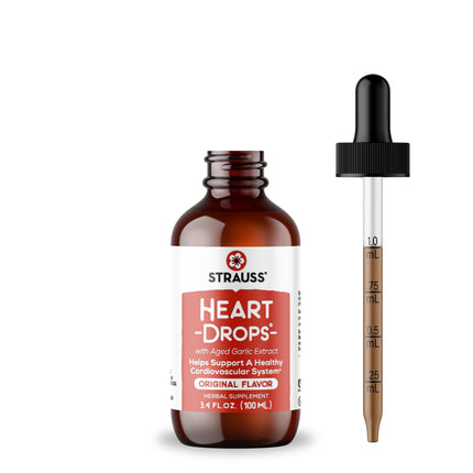 Strauss Naturals Heart Drops – Heart Health Supplements with Garlic Supplements & Premium Aged Garlic Extract to Help Maintain a Healthy Cardiovascular System - Vegan & Non-GMO – Original 100 ml