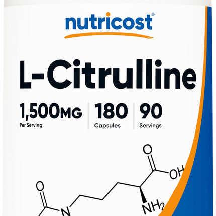 Nutricost L-Citrulline 1500mg, 180 Capsules - 750mg Per Capsule, Gluten Free, Non-GMO, Packaging May Vary