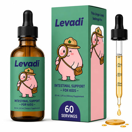 LEVADI Parasite Cleanse for Children Support Formula – Black Walnut, Wormwood & Red Clover Complex – Gentle Liquid Drops Kids Digestive & Gut Wellness Support Supplement – Raspberry Flavor