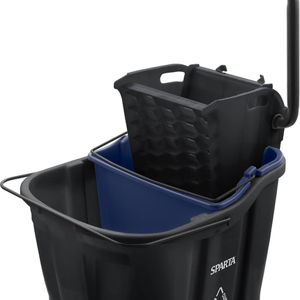 SPARTA 35 Qt Mop Bucket System with Wringer and Insert, Black