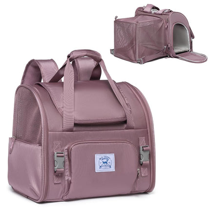 Pet Backpack Carrier for Small Dogs Medium Cats, Puppies,Breathable and Collapsible Design, Portable Travel Bag for Bearded Dragon,Rabbit Cage (Purple, Small)