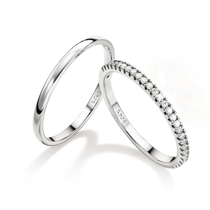MILACOLATO 2Pcs S925 Sterling Silver Rings for Women Non Tarnish S7