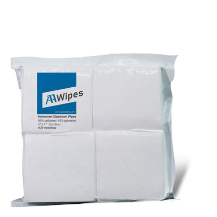 AAwipes Cleanroom Wipes Lint Free Wipes 4" x 4" Cellulose/Polyester Blend (4" x 4"-600 Pcs) Nonwoven Wipers (NW06804)