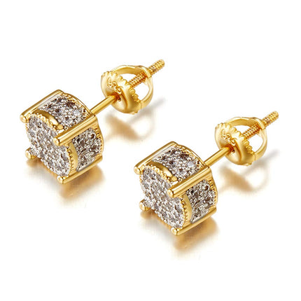 SENTERIA 18K Gold Plated Stud Earrings for Men Women Screw Back Earrings