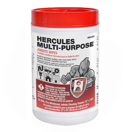 Oatey Hercules 12 in. x 10 in. Multi-Purpose Jobsite Wipes, Dispenser Tub of 70 Towels 45333-1 Each