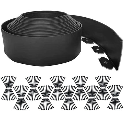 Garden Edging Borders 131FT,Landscape Edging Black[Extra Tall 4IN High] with 200pcs Plastic Stakes, Lawn Edging Flexible DIY Fence for Landscaping,Flower Bed,Grass,Gravel,Tree Surrounding