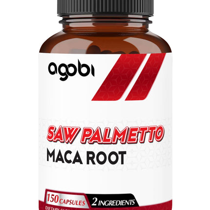 agobi Saw Palmetto Supplement with Maca Root - High Extract Support for Hair Health, Restful Mood & Energy Support - 150 Veggie Capsules