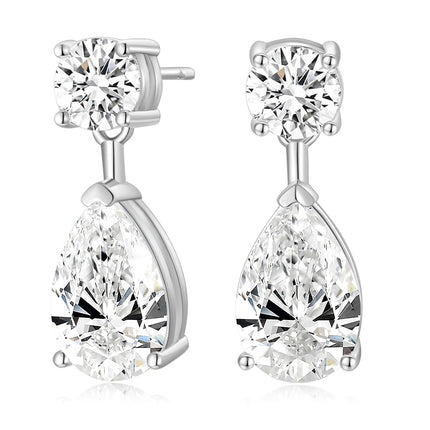 EAMTI Teardrop Bridal Wedding Earrings for Women Cubic Zirconia Crystal 925 Sterling Silver Post Pear Cut Dangle Earring for Bride Bridesmaid