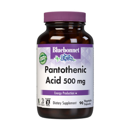 Bluebonnet Pantothenic Acid 500 mg Vegetable Capsules, 90 Count