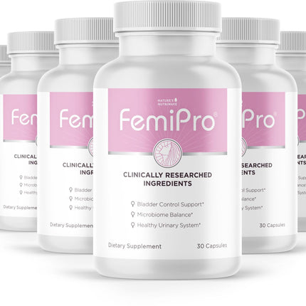 Femipro Bladder Control Supplements for Women & Men, Natural Herb & Probiotic Blend, Supports Urinary Tract Health & Microbiome Balance | Made in USA Non-GMO, 30 Capsules, 6 Month Supply