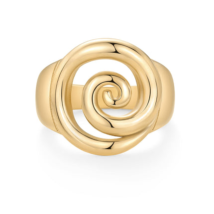 PAVOI 14K Yellow Gold Plated Chunky Swirl Statement Ring