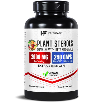 Healthfare Plant Sterols Capsules | 240 Vegan Capsules | Beta Sitosterol & Phytosterol Complex | Plant-Based Supplement | Non-GMO & Gluten-Free | Made in the USA