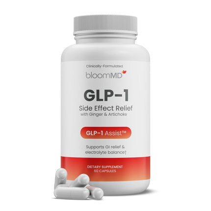 BloomMD GLP-1 Side Effect Relief Supplement – Support for Nausea, Bloating & Fatigue – Natural Digestive Support with Ginger, Magnesium, B12 & Electrolytes – for GLP-1 Users – 60 Capsules