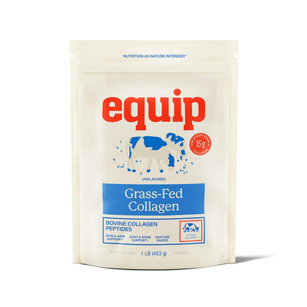 Equip Foods Grass Fed Collagen Powder | Hydrolyzed Bovine Collagen Peptides with Amino Acids | Prime Beef Collagen for Healthy Joints, Skin & Nails | Non-GMO, Paleo Friendly | 30 Servings, Unflavored