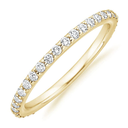 PAVOI 14K Gold Plated Stackable CZ Eternity Ring for Women - Yellow Gold