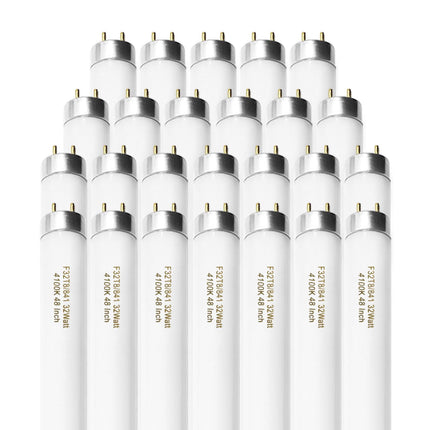 Konideke 25 Pack F32T8/841 Fluorescent Tube 48 Inch, T8 Fluorescent Light Bulb 4 Foot 32 Watt 4100K Cool White 2600 Lumens G13 Base
