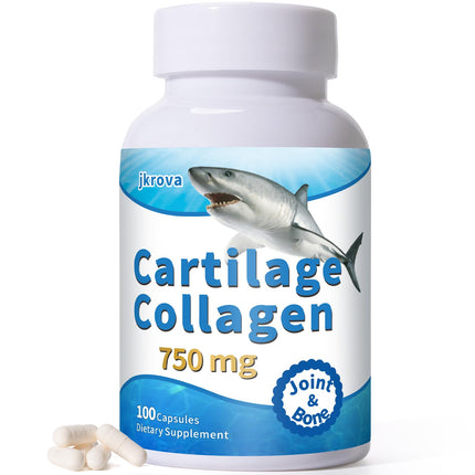 Jkrova Cartilage, for Joint & Bone, with Cartilage 750mg, Glucosamine & Collagen, Support Joint Function, Bone Density & Cartilage Health, Aging Joints, 100 Capsules